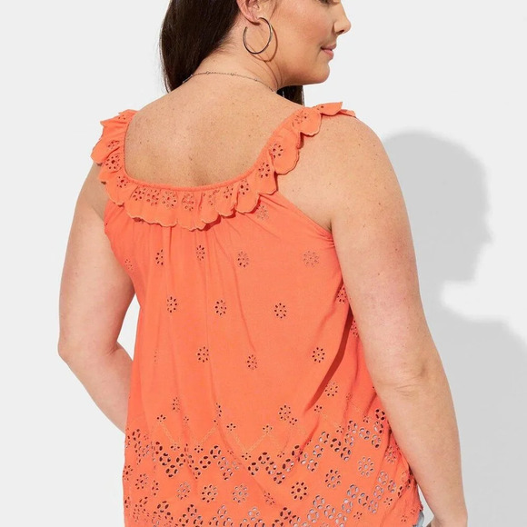 Torrid Nasturtium Eyelet Ruffle Tie Front Tank Top in Size 2 - 18/20 - Picture 10 of 13